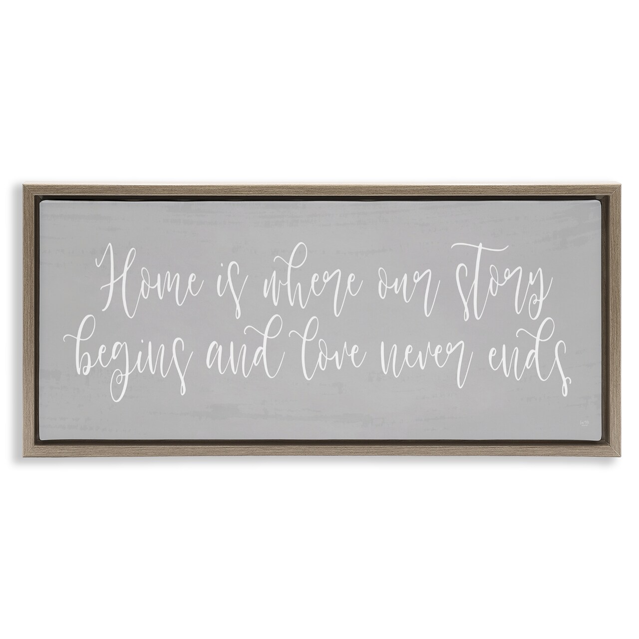 Stupell Industries Love Never Ends Sentiment Floating Frame, design by Lux + Me Designs